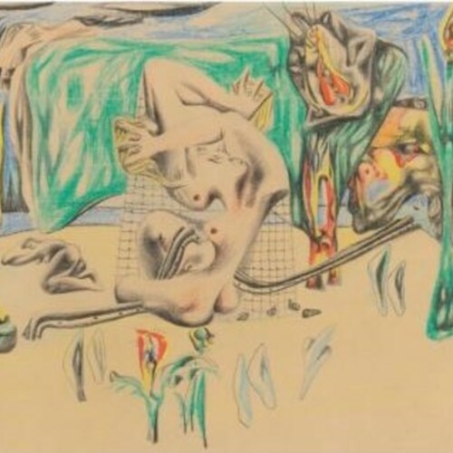 Esa guerra desnuda 1937 Lapices de colores y grafito en papel.jpg