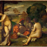 attribuée à Titien (Girogione et Titien), Le concert champêtre, 1510-1511, huile sur toile, 105 x 136.5 cm