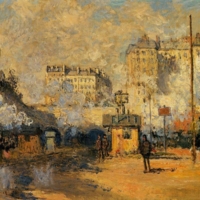 Claude Monet, Extérieur de la gare Saint-Lazare, effet de soleil, 1877, huile sur toile, 60 × 81 cm