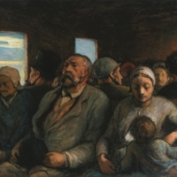 Honoré Daumier, Un wagon de troisième classe, 1856-1858, huile sur panneau, 26 x 33.9 cm