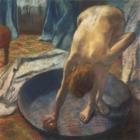 Edgar Degas, Le tub, vers 1885-1886, pastel sur papier bleu-gris, 69.9 x 69.9 cm