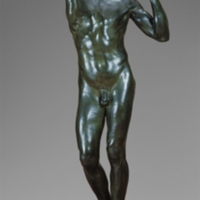 Auguste Rodin (sculpteur),  Alexis Rudier (fondeur ), Age d&#039;airain ; aussi connu sous le titre : Le vaincu, 1876 (modèle) ; 1906 vers (fonte), bronze, 182.9 cm (hauteur)