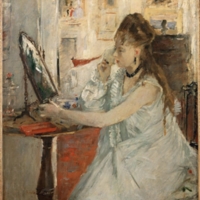 Berthe Morisot,  Jeune femme se poudrant ; dit aussi : Femme à sa toilette, 1877, huile sur toile, 46 x 39 cm