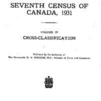 Seventh Census of Canada, 1931, Volume IV: Cross-Classification