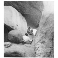 Count De Almasy copying rock paintings, Dr Bermann in foreground (Bermann, Historic Problems of the Libyan Desert).png