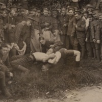 Royal Newfoundland Regiment soldiers wrestling