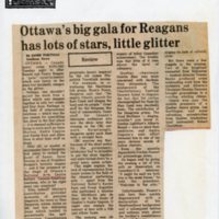 &quot;Ottawa&#039;s Big Gala for Reagan has Lots of Stars, Little Glitter&quot; (Press Clipping)