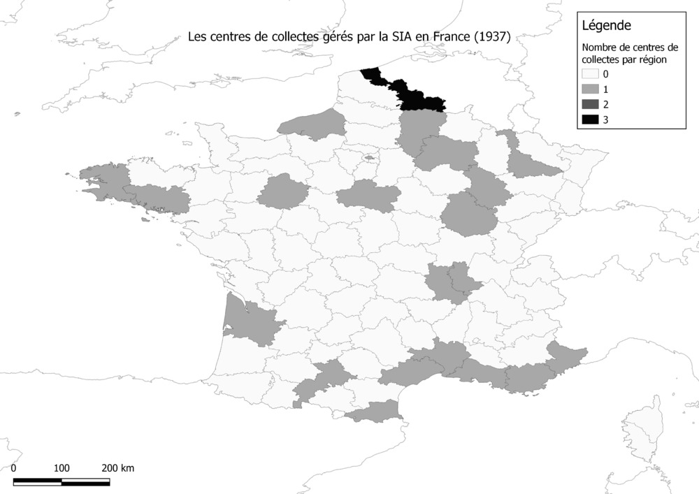 Les centres de collectes gérés par la SIA en France (1937).png