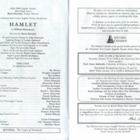 Title page and cast list of  Hamlet  Prélude program page 2/13 (2004)